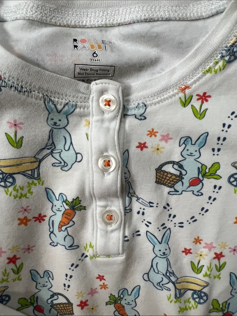 Kids Roller Rabbit Long Sleeve Pajama Set Henley carrots bunny 6yr